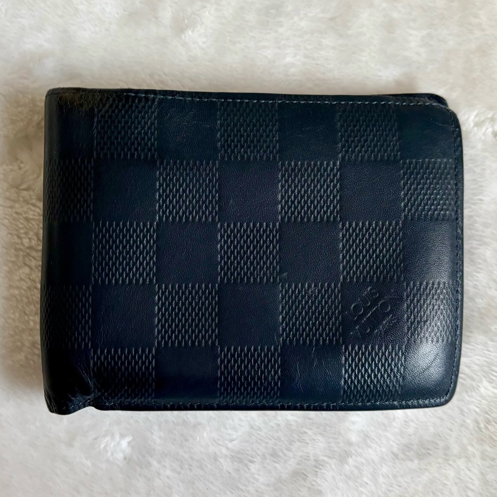 🔥Louis Vuitton Damier Porte Feuille Navy Leather Multiple Wallet